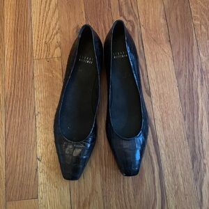 Stuart Weitzman Black Textured Loafers
